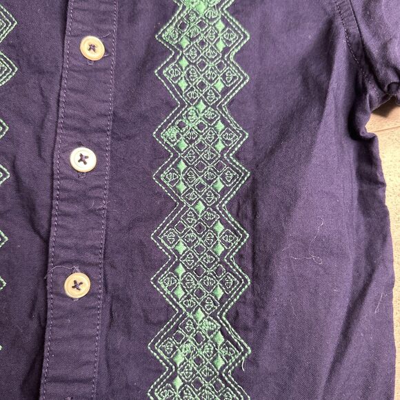 Cherokee Embroidered Short Sleeve Button Down Blue 3T - Picture 3 of 4